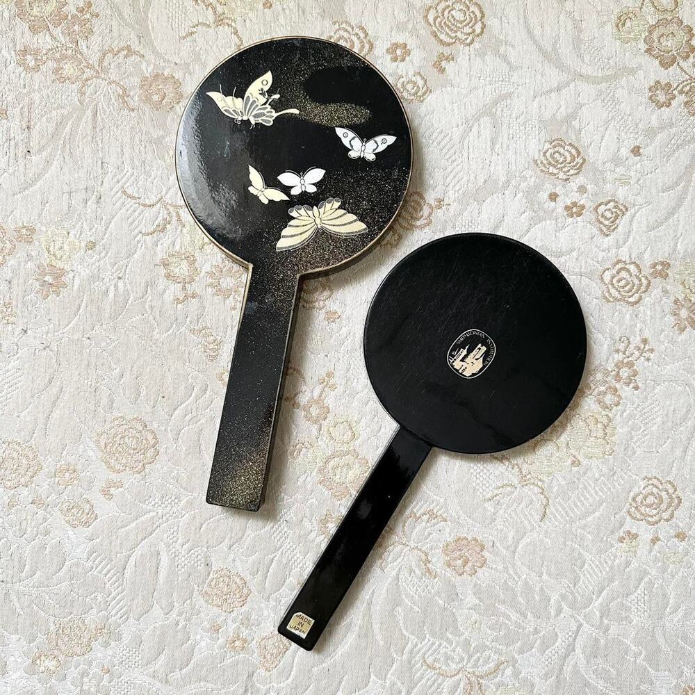 Vintage Victorian Style Black Enamel Matching Vanity Set